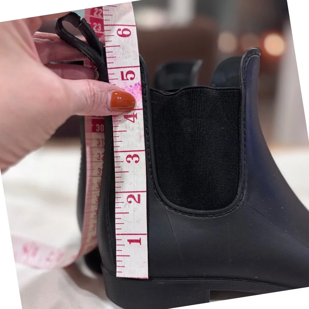 J. Crew Black Matte Rubber Chelsea‎ Boots Rain Ankle Boots Women 7